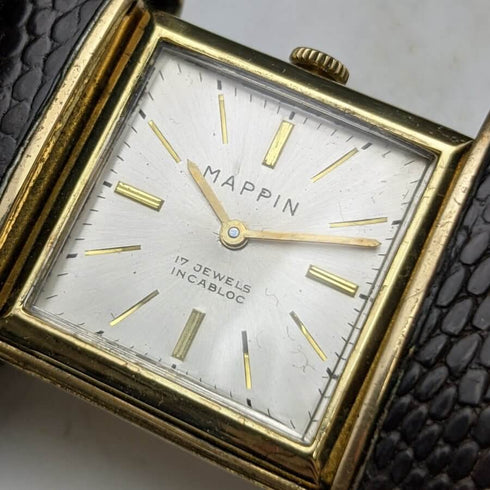 英国ヴィンテージ 動作良好 マッピン&ウェッブ パースウォッチ 機械式 17石 レザーケース